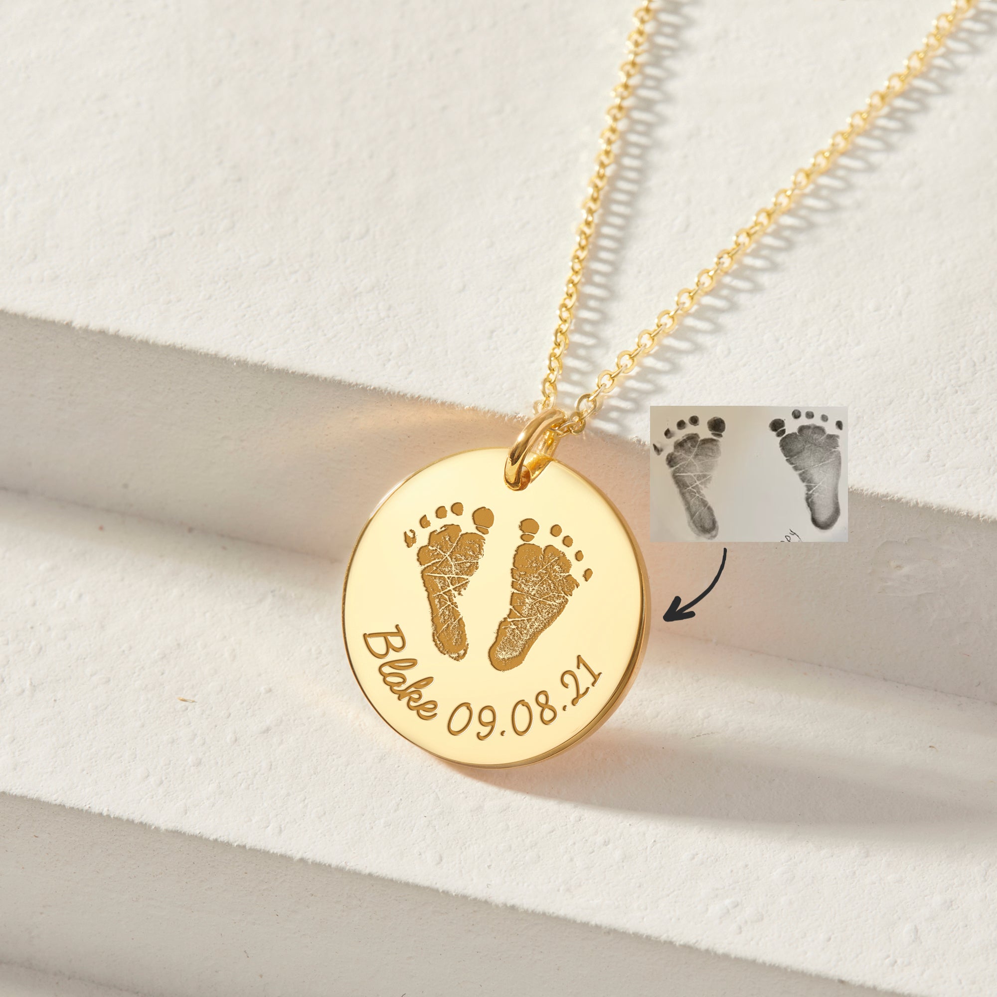 Baby Footprint Necklace - Disc