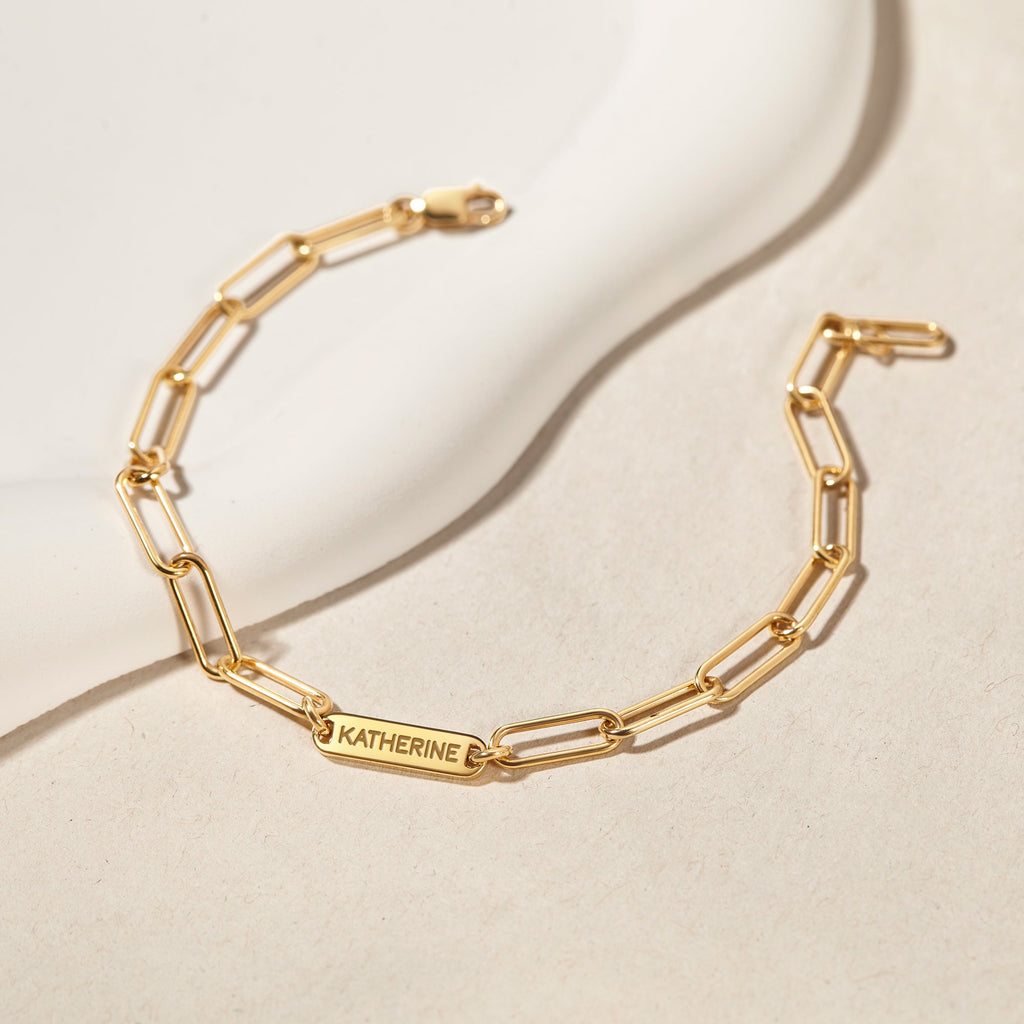 Mom Bracelet with Kids Names - Paperclip Chain