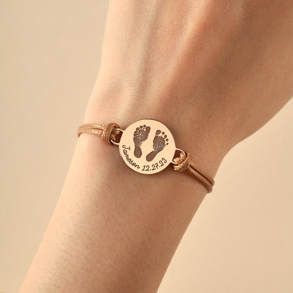 Baby Footprint Leather Bracelet - Disc