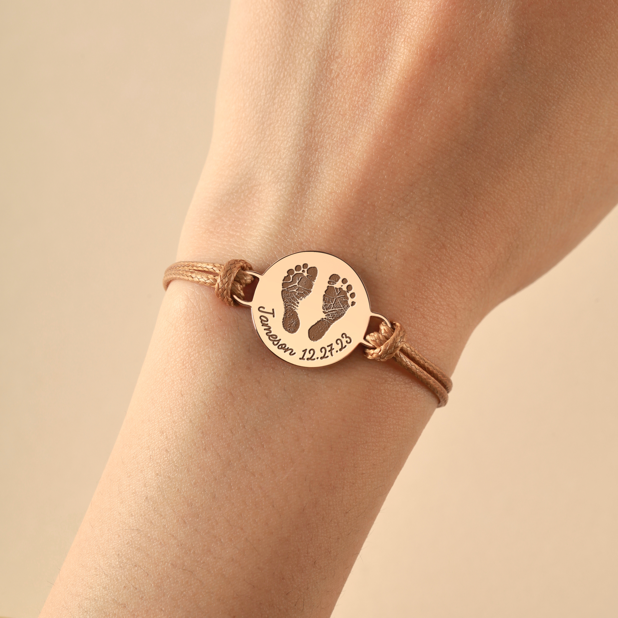 Baby Footprint Leather Bracelet - Disc