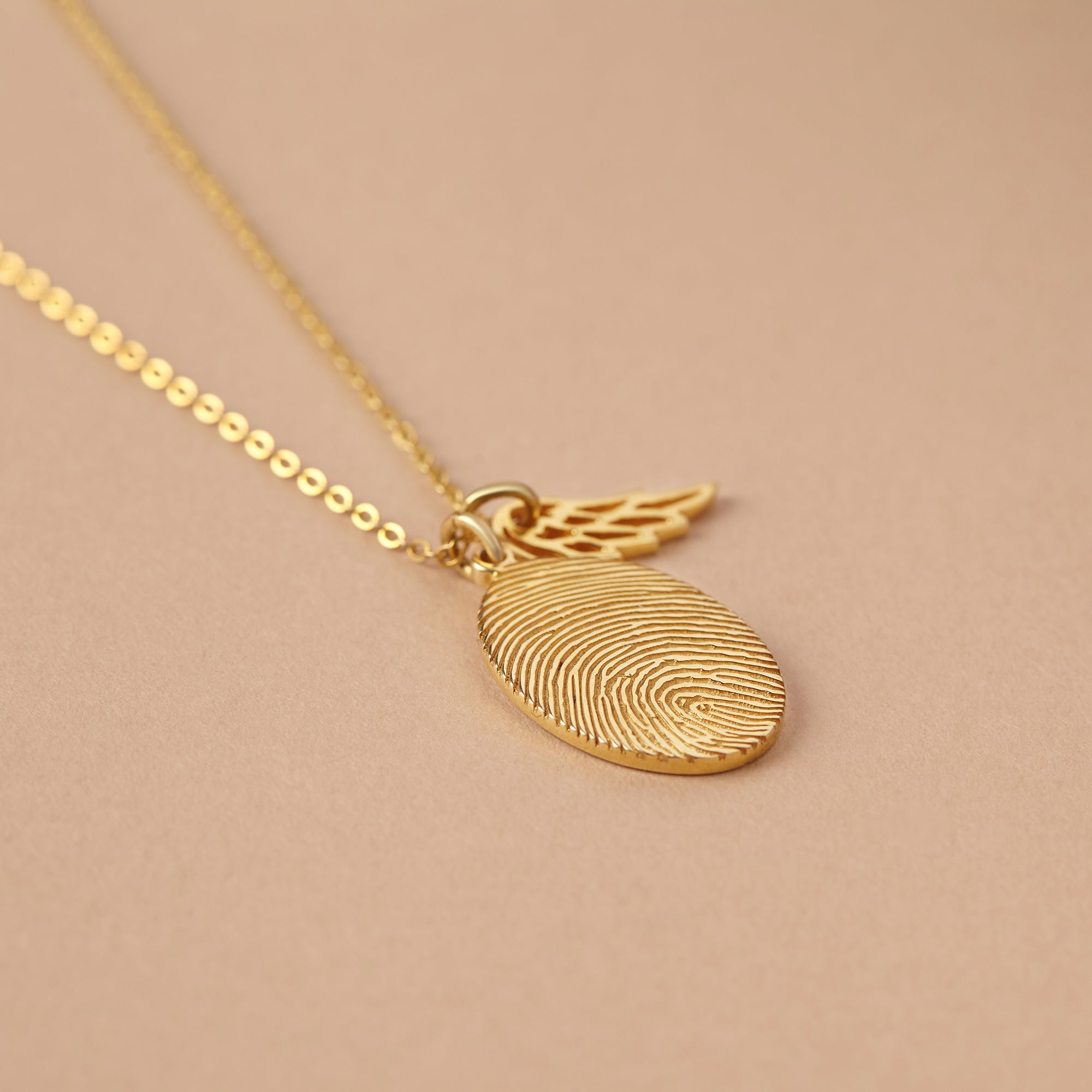 Fingerprint Necklace with Angel Wing