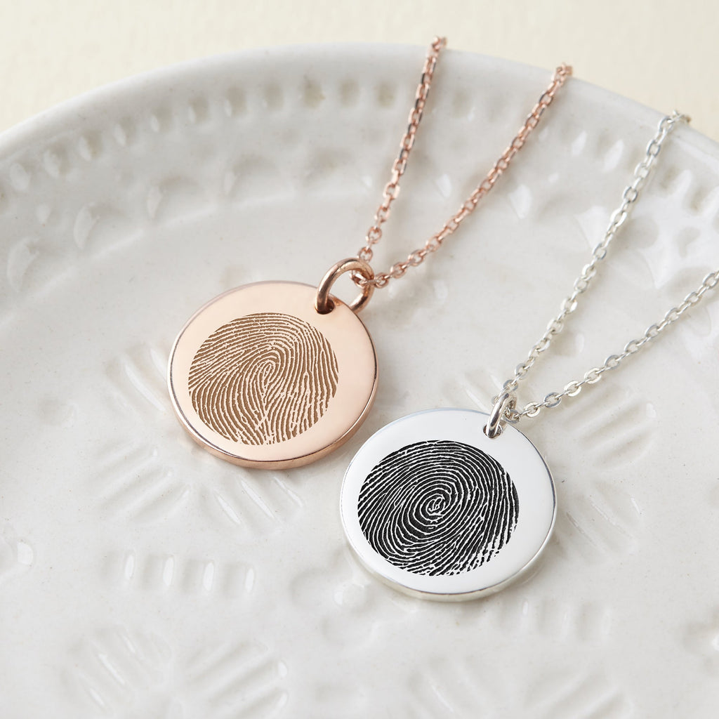 Round Fingerprint Charm Necklace