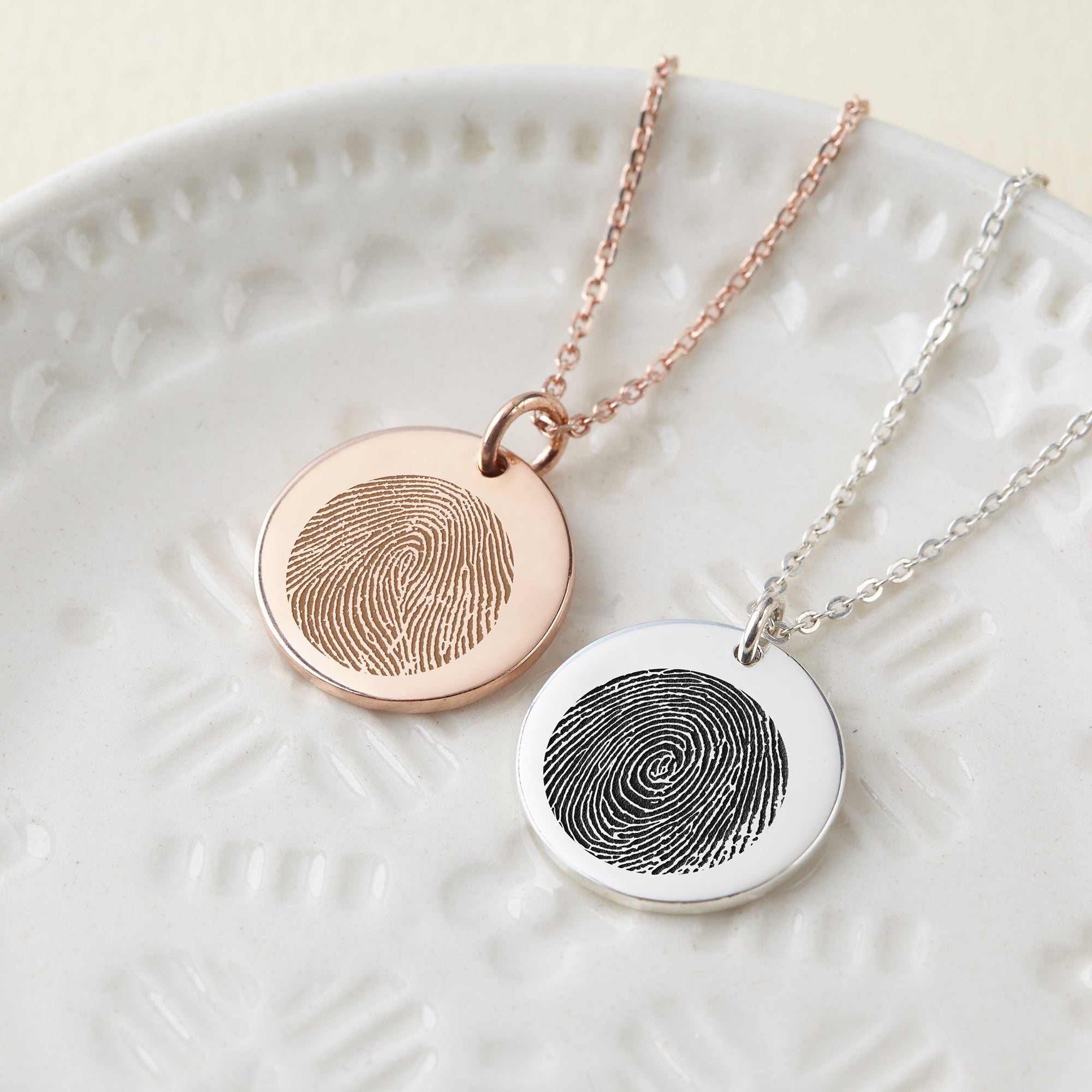 Round Fingerprint Charm Necklace