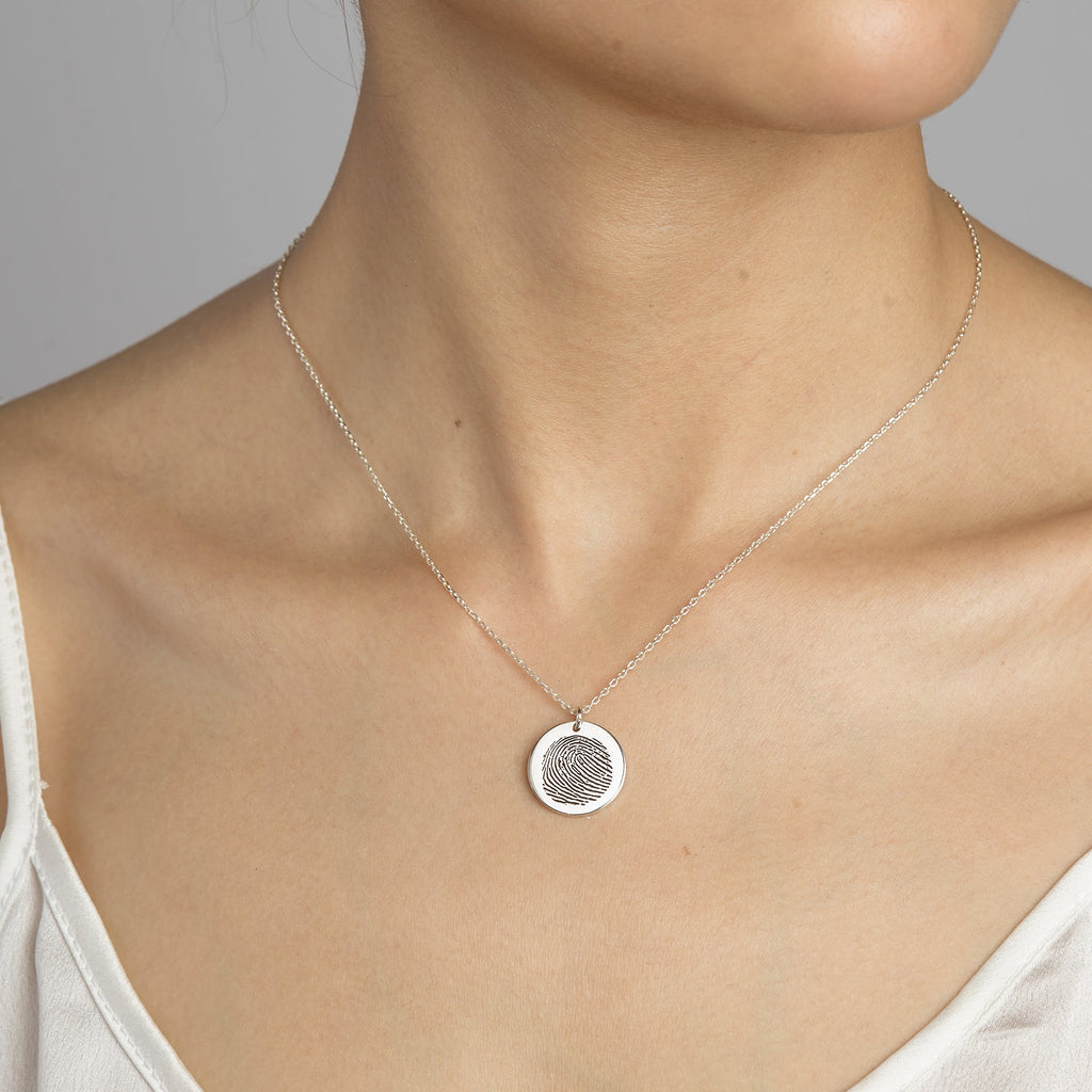 Round Fingerprint Charm Necklace
