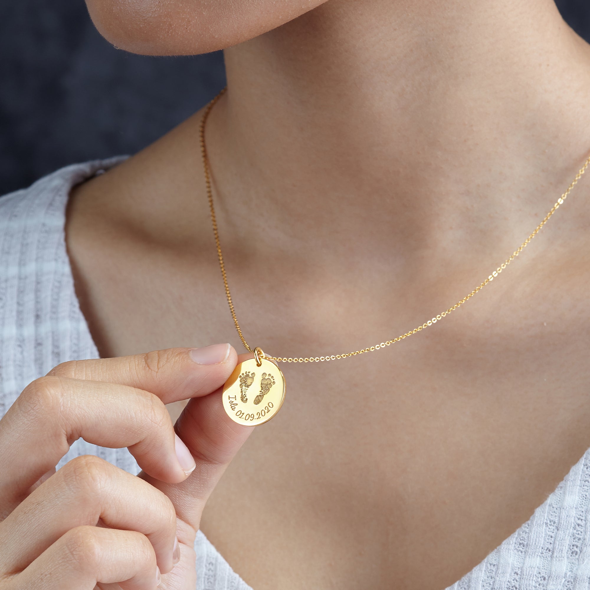 Baby Footprint Necklace - Disc