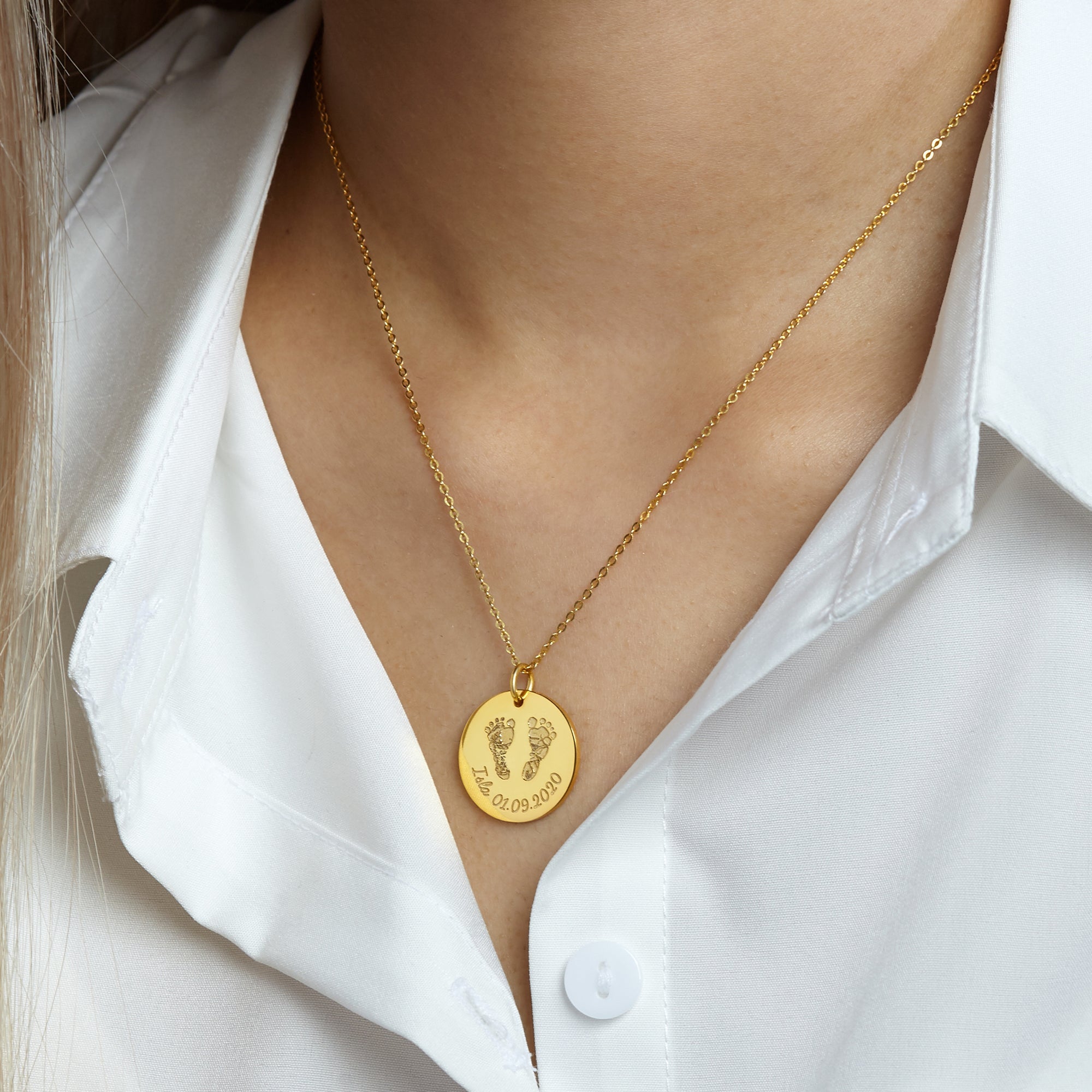 Baby Footprint Necklace - Disc