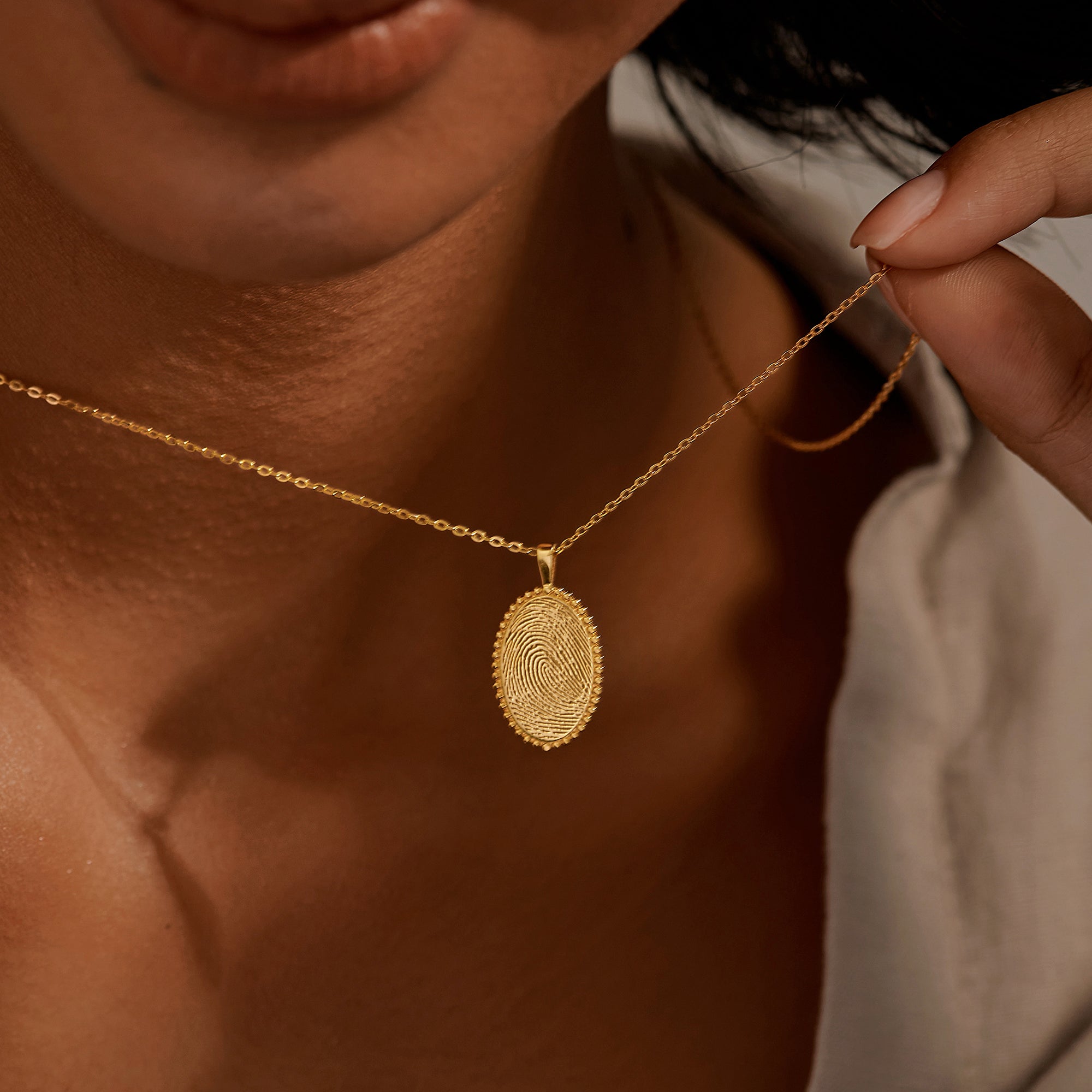 Fingerprint Oval Necklace
