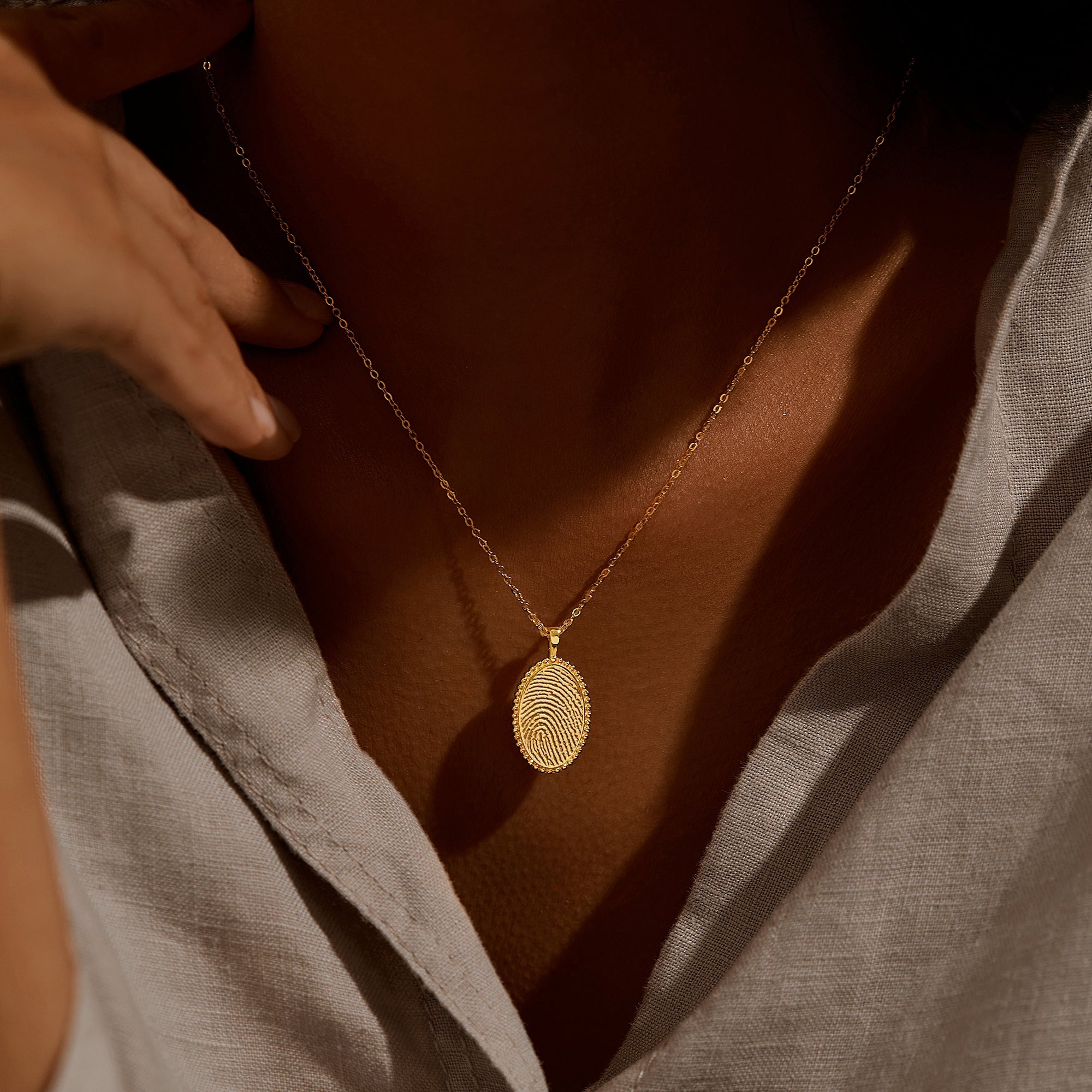 Fingerprint Oval Necklace