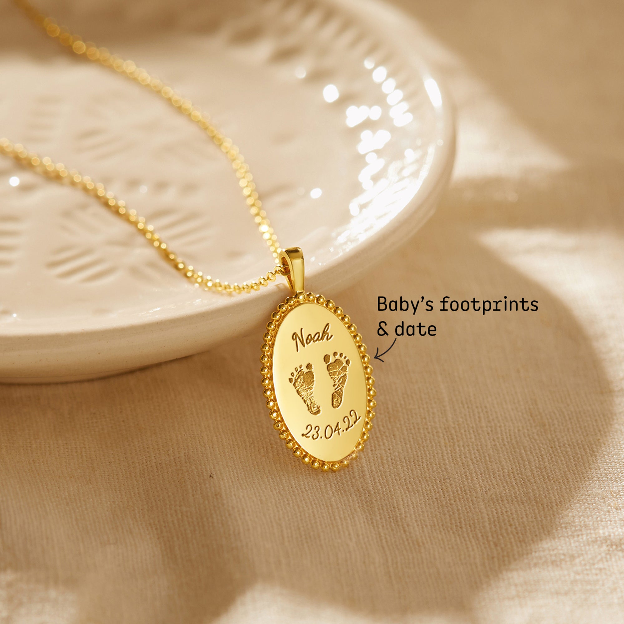 Baby Footprint Oval Charm Necklace