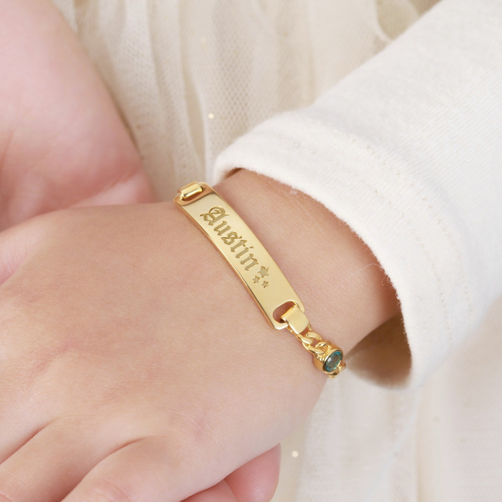 Baby Bracelet With Name And Birthstone