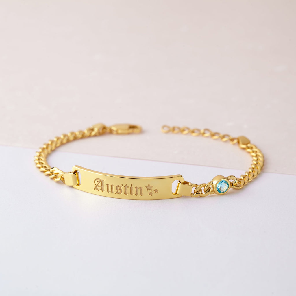 Baby Bracelet With Name And Birthstone