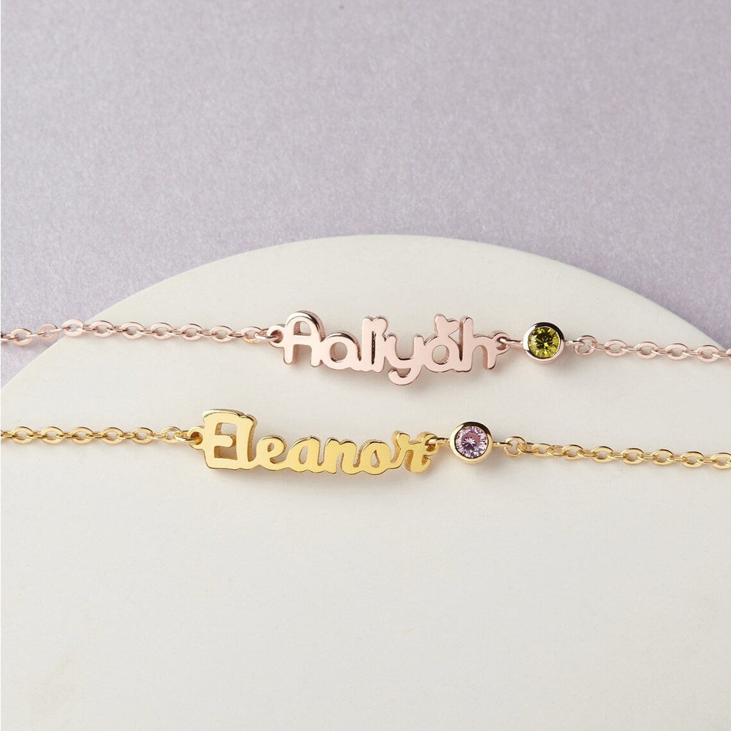 Baby Name Bracelet with Birthstone