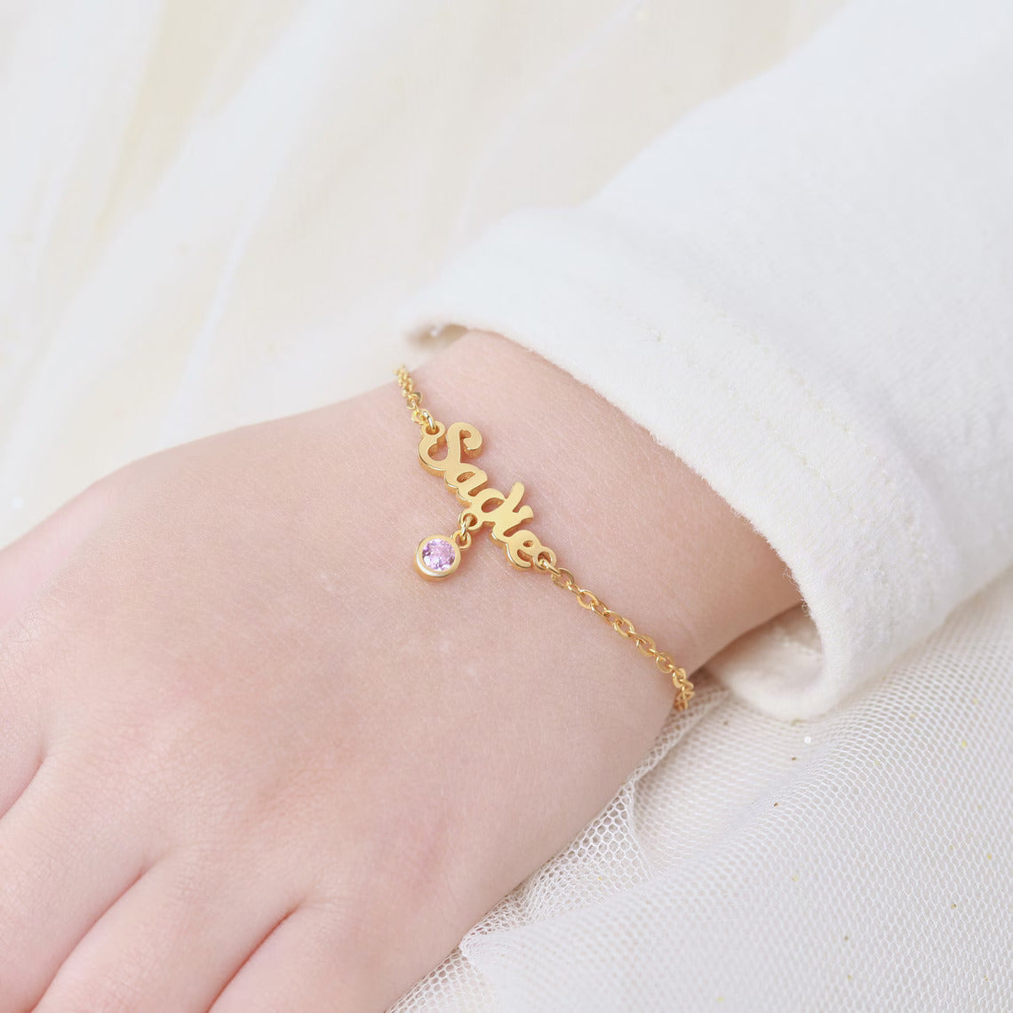 Name Bracelet with Birthstone For Kids