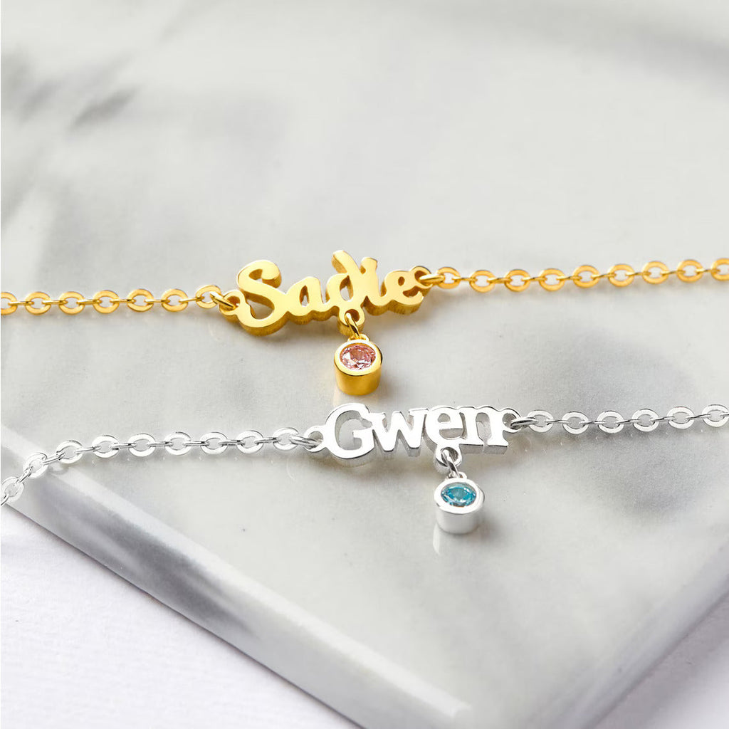 Name Bracelet with Birthstone For Kids