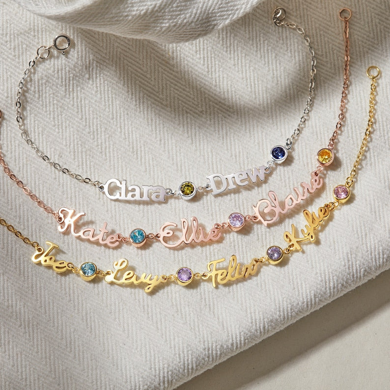 Birthstone Names Bracelet For Mom