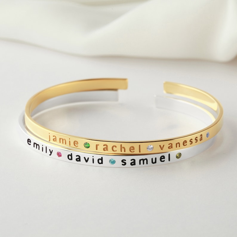 Mom's Bracelet with Kids Names and Birthstones