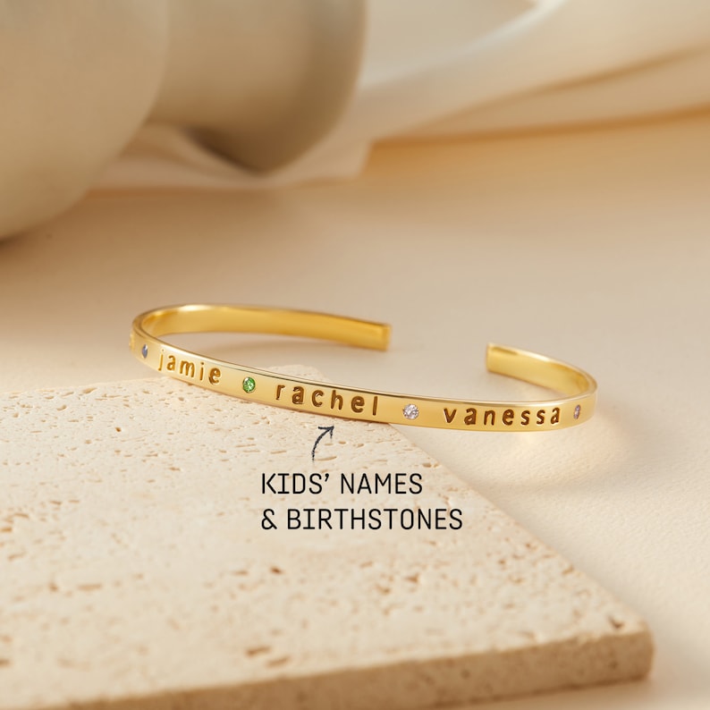 Mom's Bracelet with Kids Names and Birthstones