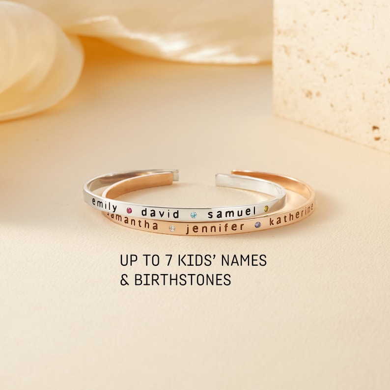 Mom's Bracelet with Kids Names and Birthstones