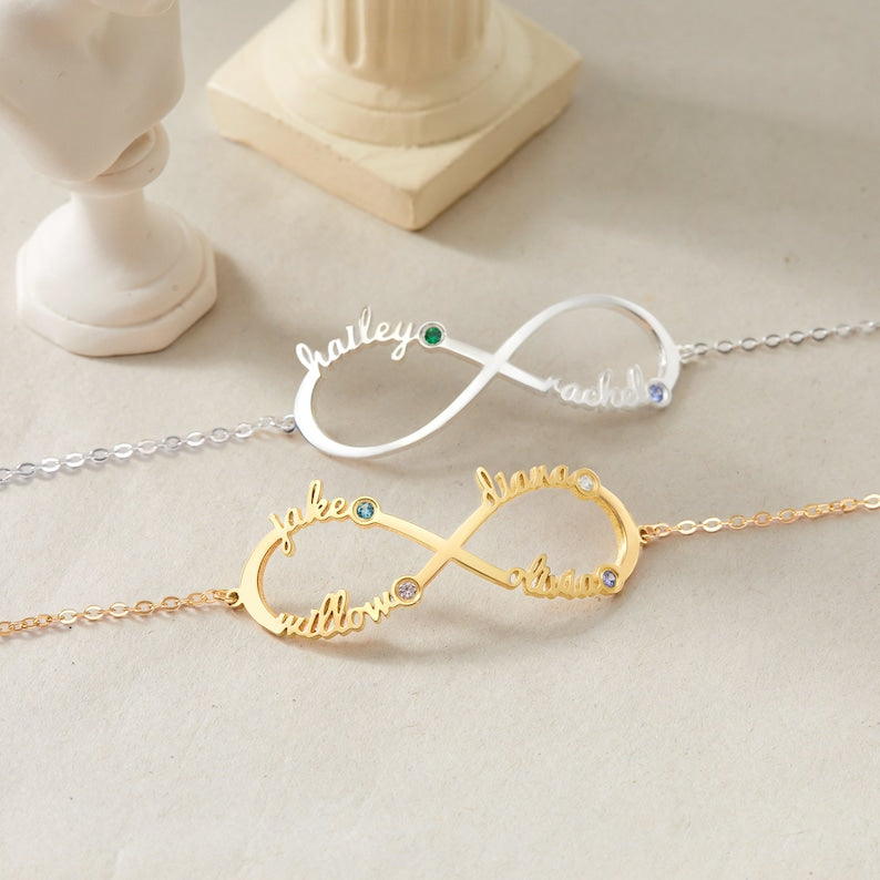 Custom Infinity Name Bracelet With Birthstone