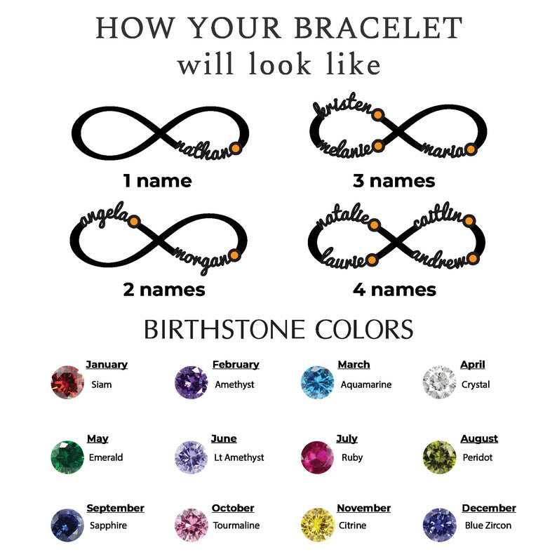 Custom Infinity Name Bracelet With Birthstone