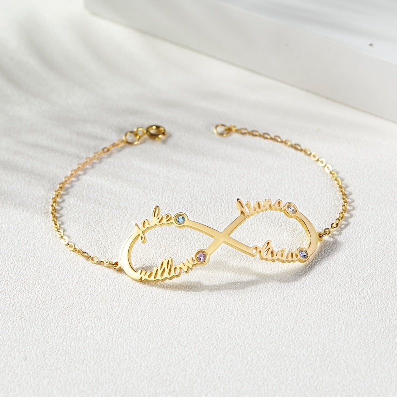 Custom Infinity Name Bracelet With Birthstone