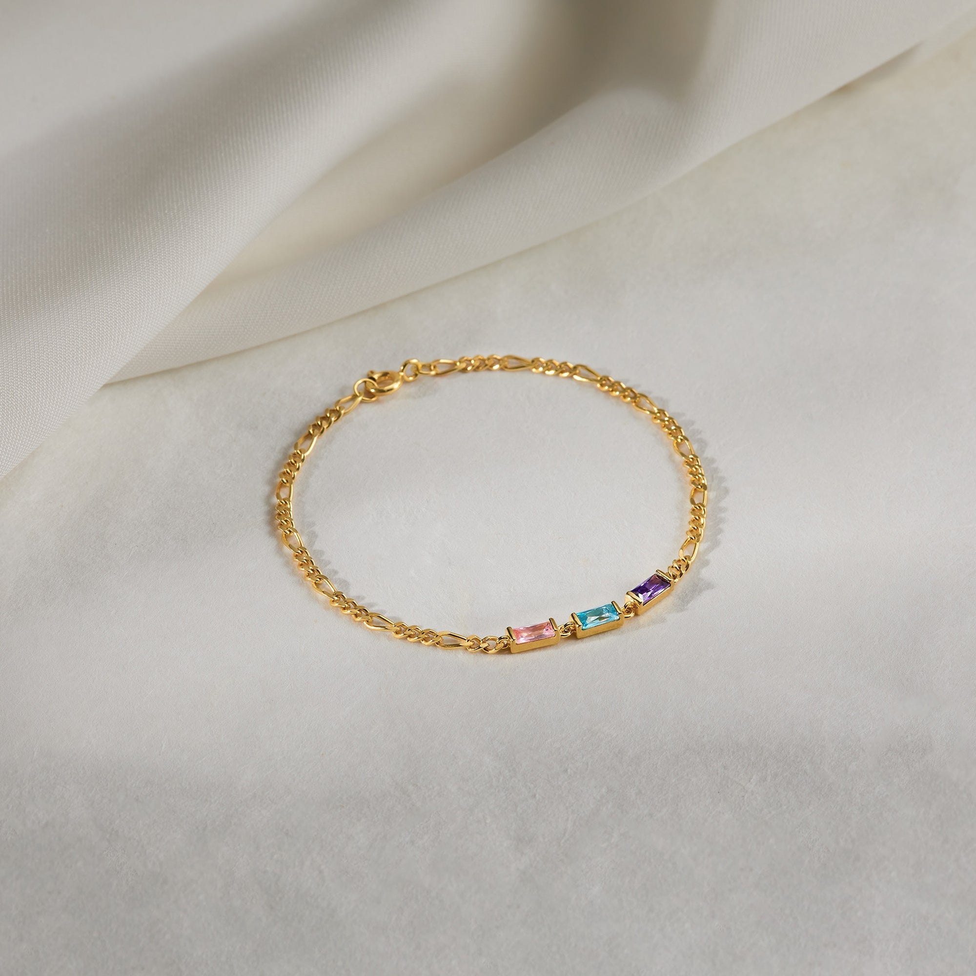 Gemstone Bracelet For Mother - Figaro Chain