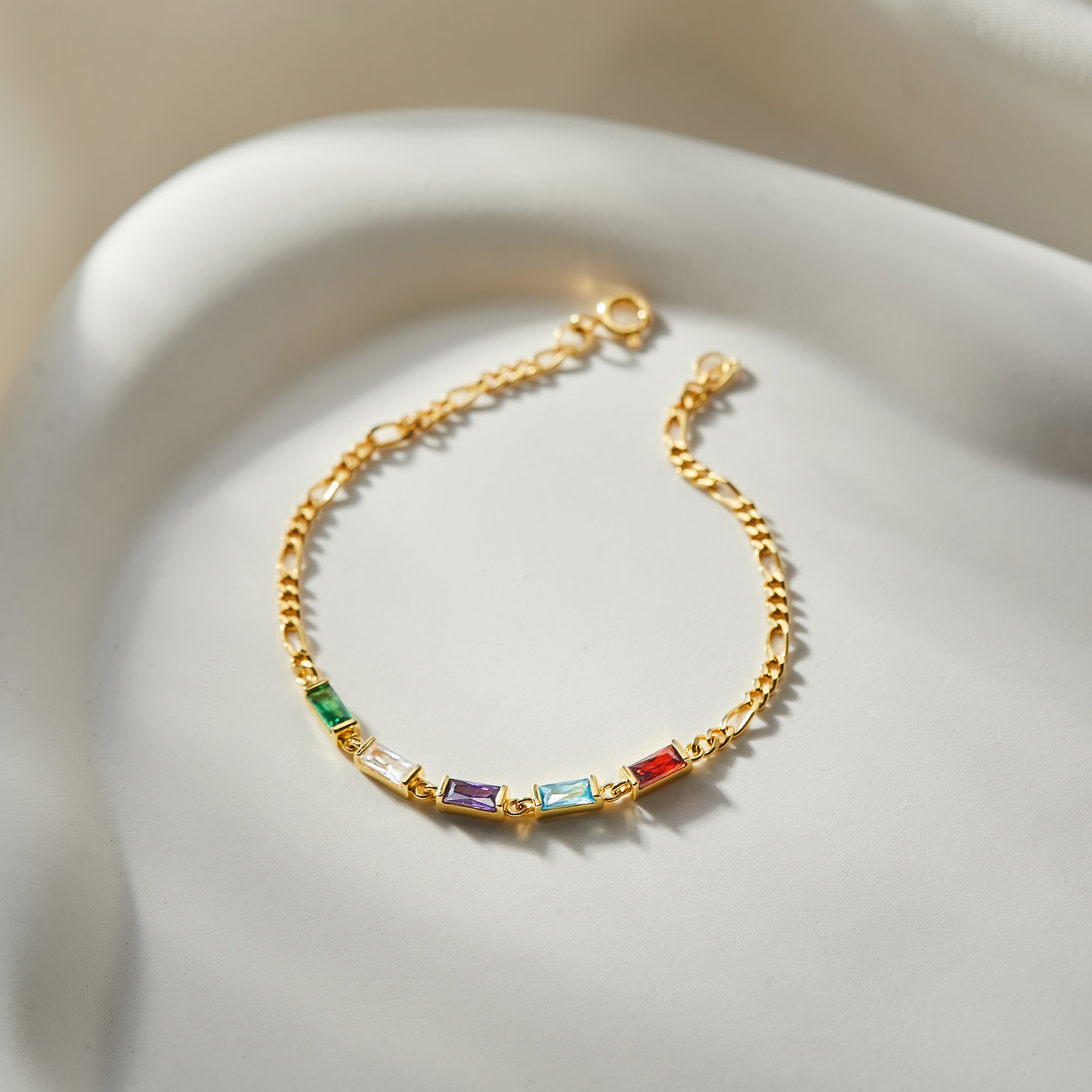 Gemstone Bracelet For Mother - Figaro Chain