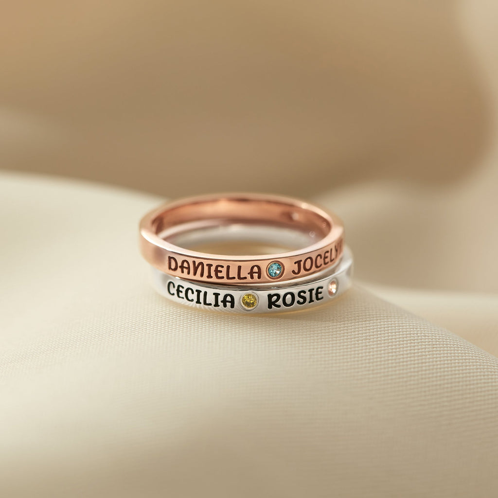 Kids Names Ring With Birthstones