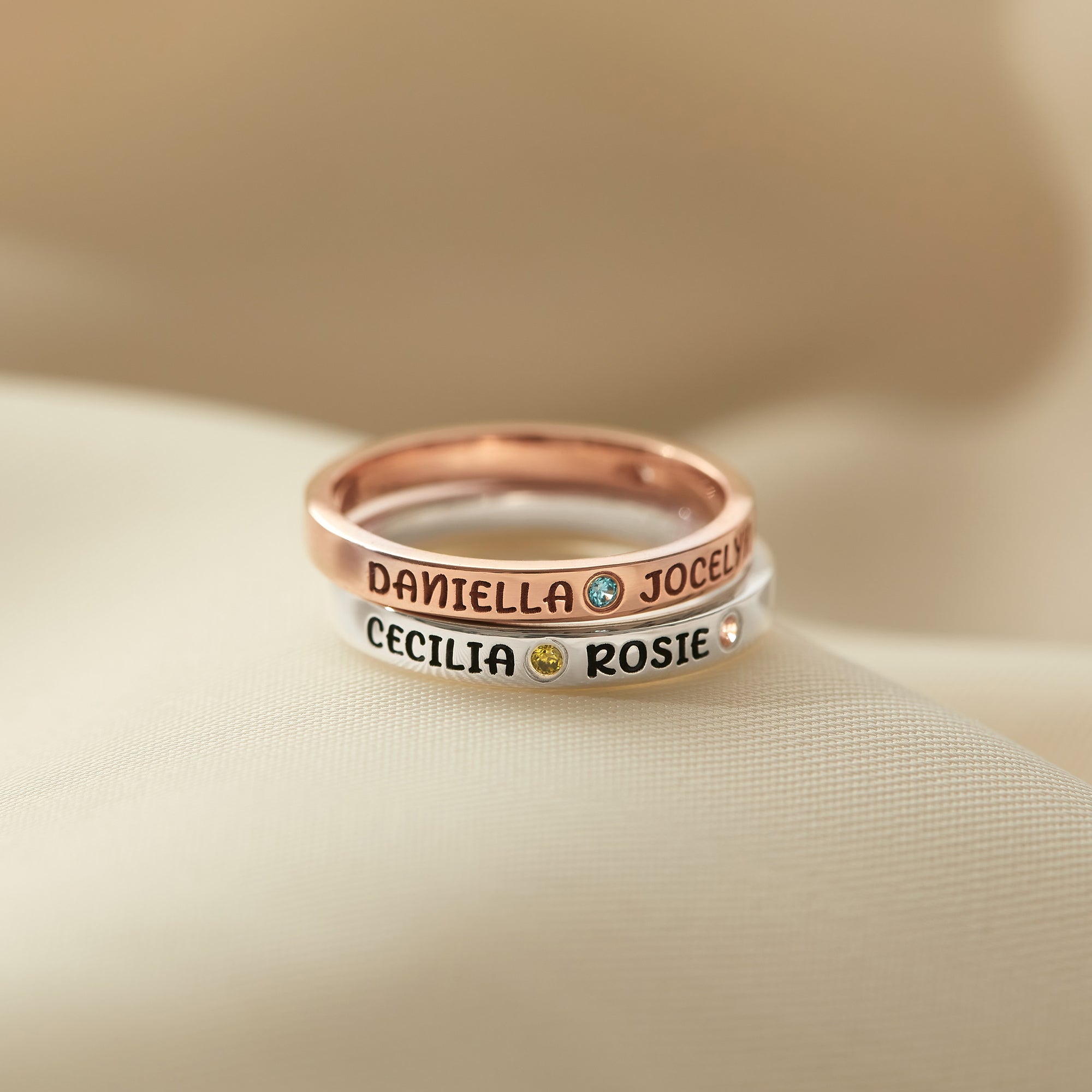 Kids Names Ring With Birthstones