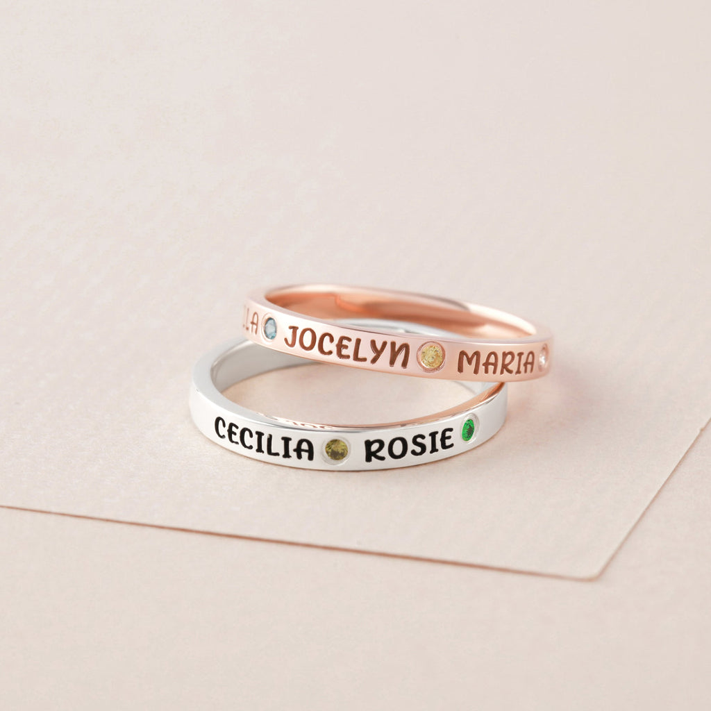 Kids Names Ring With Birthstones