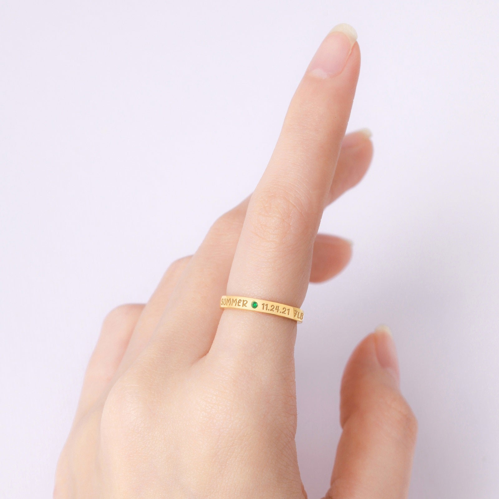 Baby Stats Ring With Birthstone