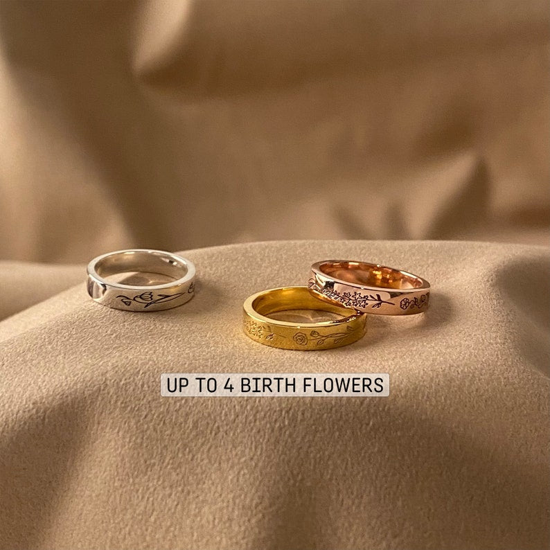 Birth Flower Band Ring