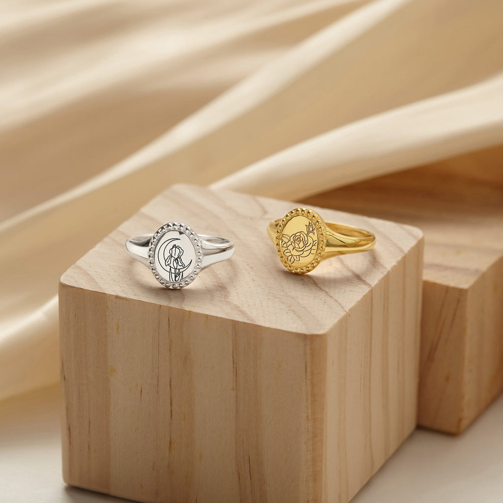 Birth Flower Ring For Women