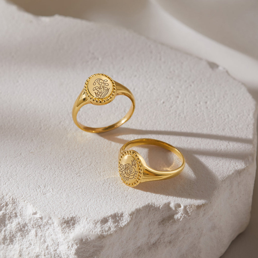 Birth Flower Ring For Women