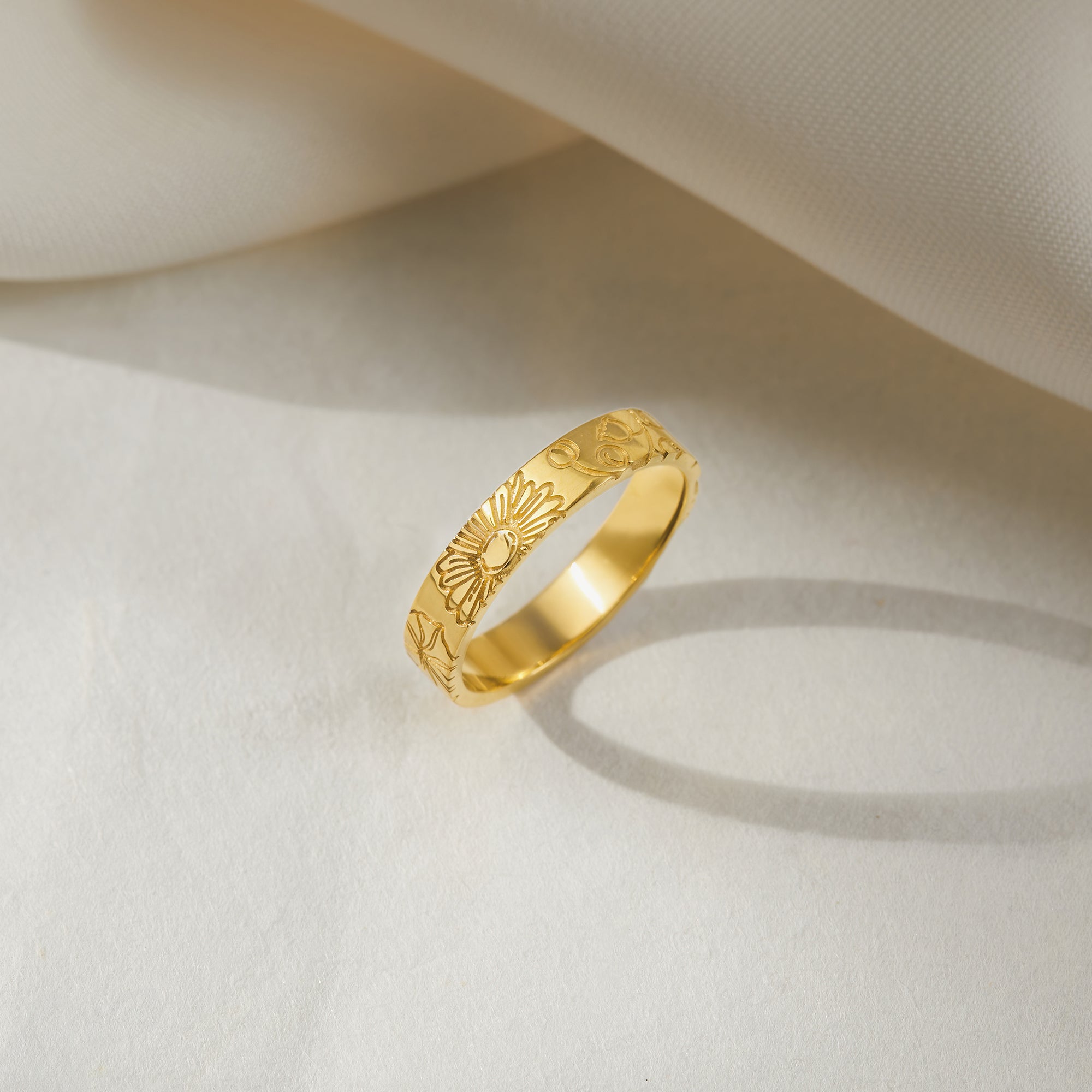 Birth Month Flower Band Ring