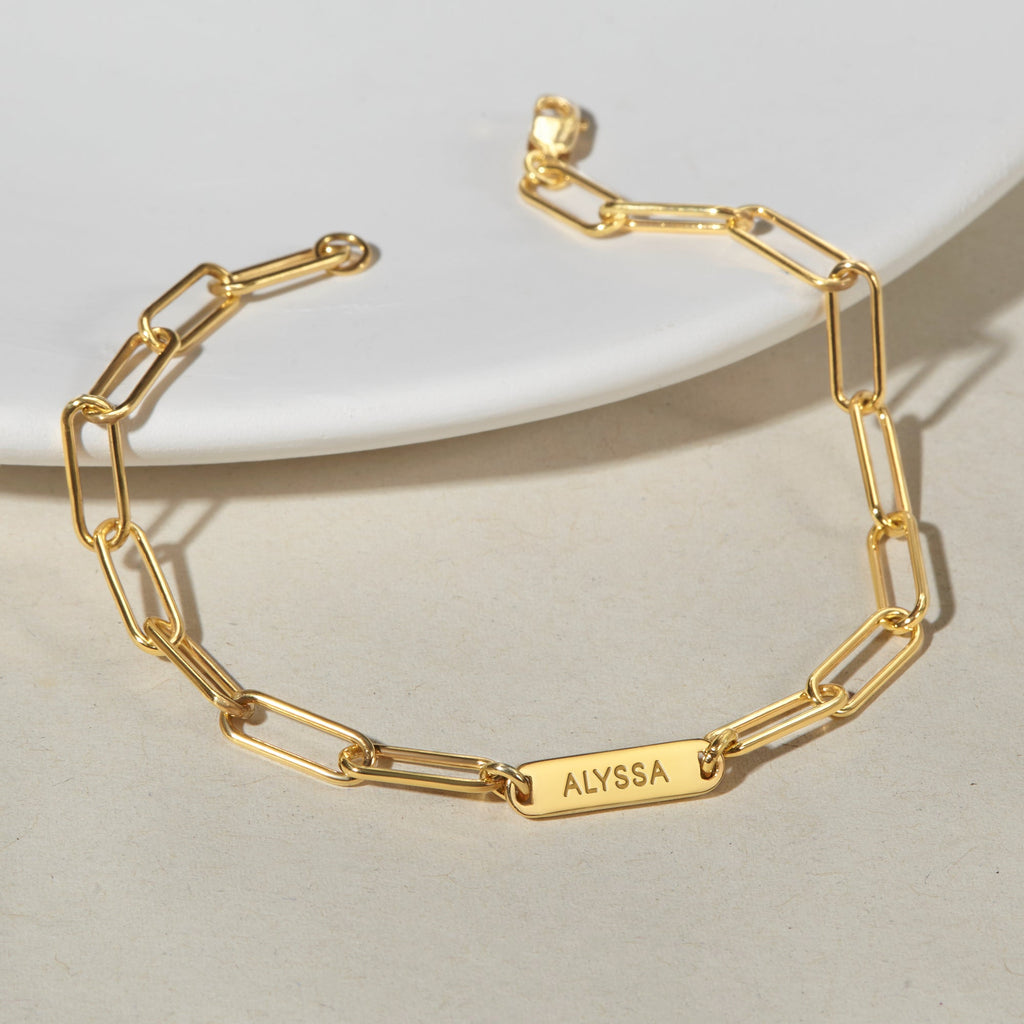 Mom Bracelet with Kids Names - Paperclip Chain