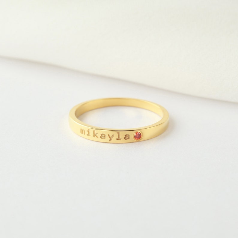Stackable Name Ring With Birthstone