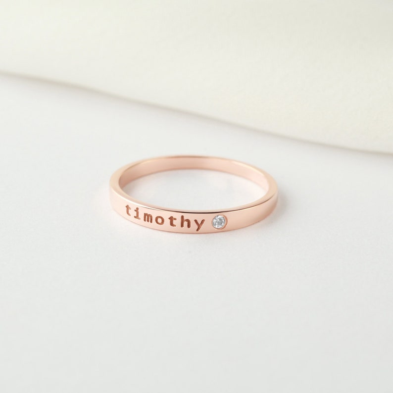 Stackable Name Ring With Birthstone