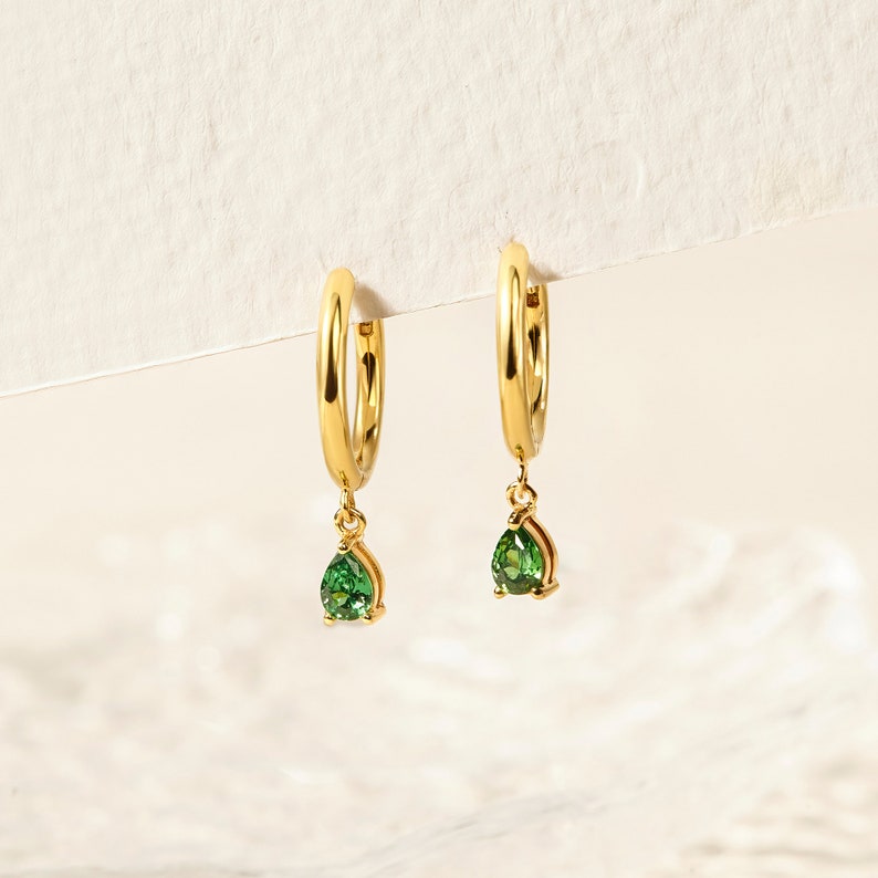 Birthstone Huggie Hoop Earrings
