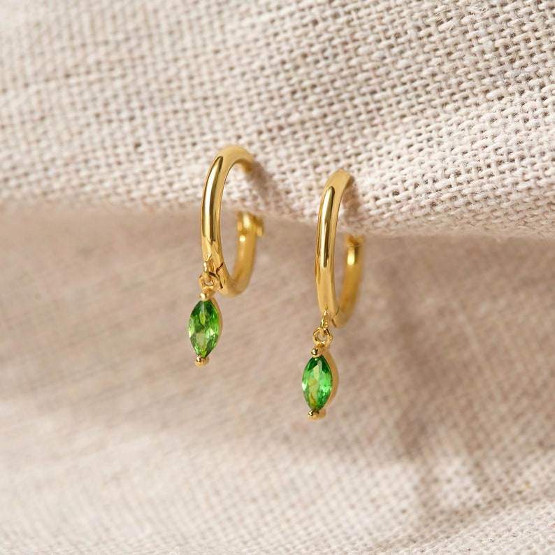 Birthstone Huggie Hoop Earrings