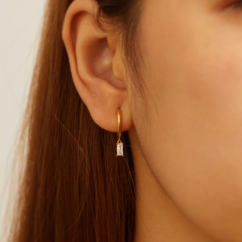 Birthstone Huggie Hoop Earrings