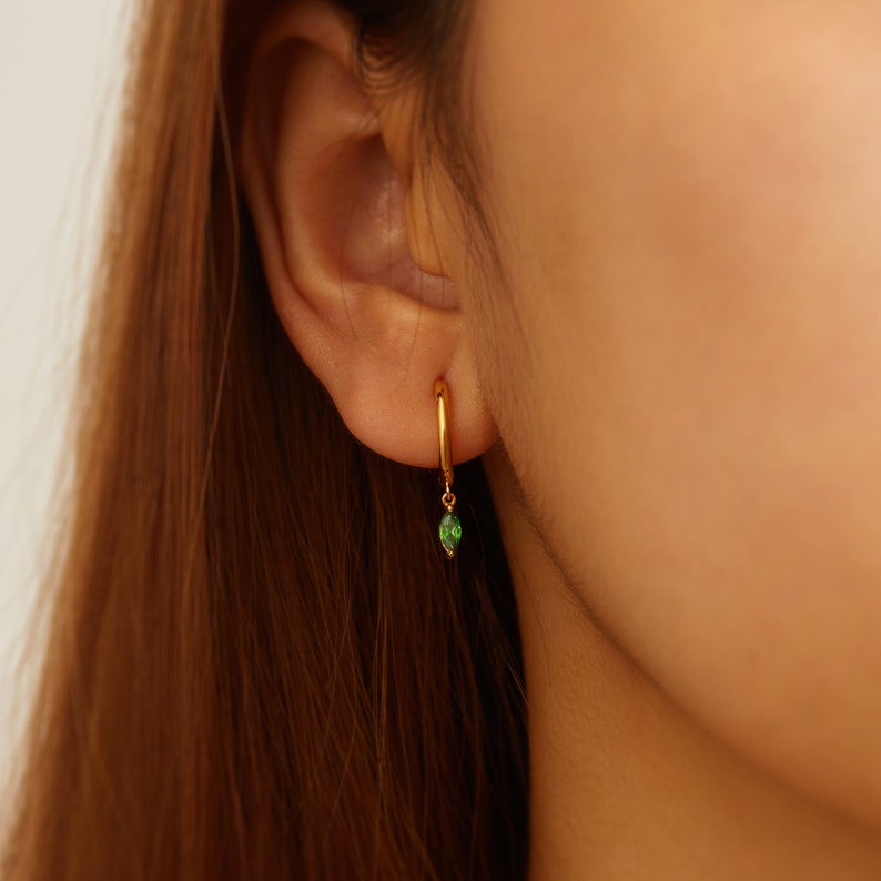 Birthstone Huggie Hoop Earrings