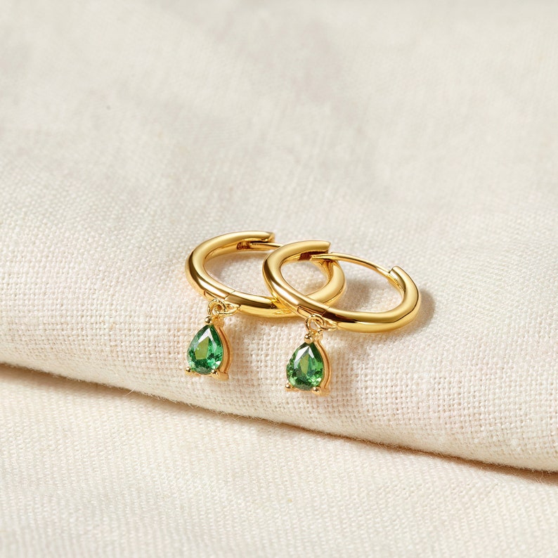 Birthstone Huggie Hoop Earrings