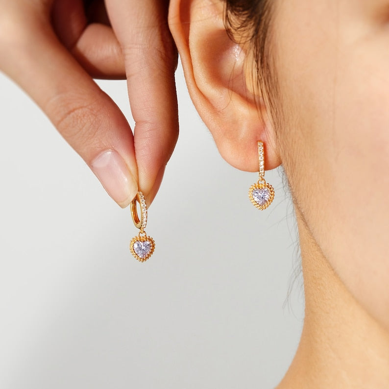 Heart Birthstone Earrings