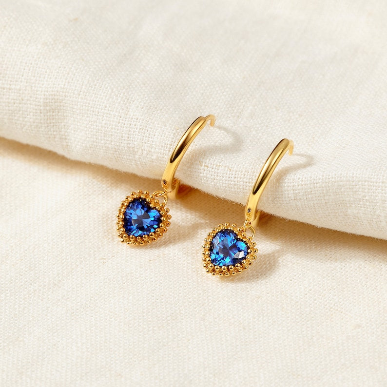 Heart Birthstone Earrings