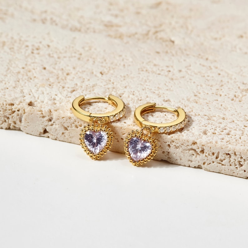 Heart Birthstone Earrings
