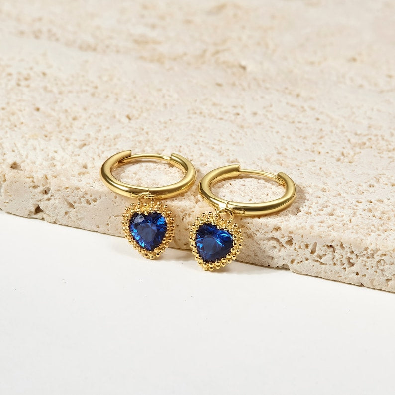 Heart Birthstone Earrings