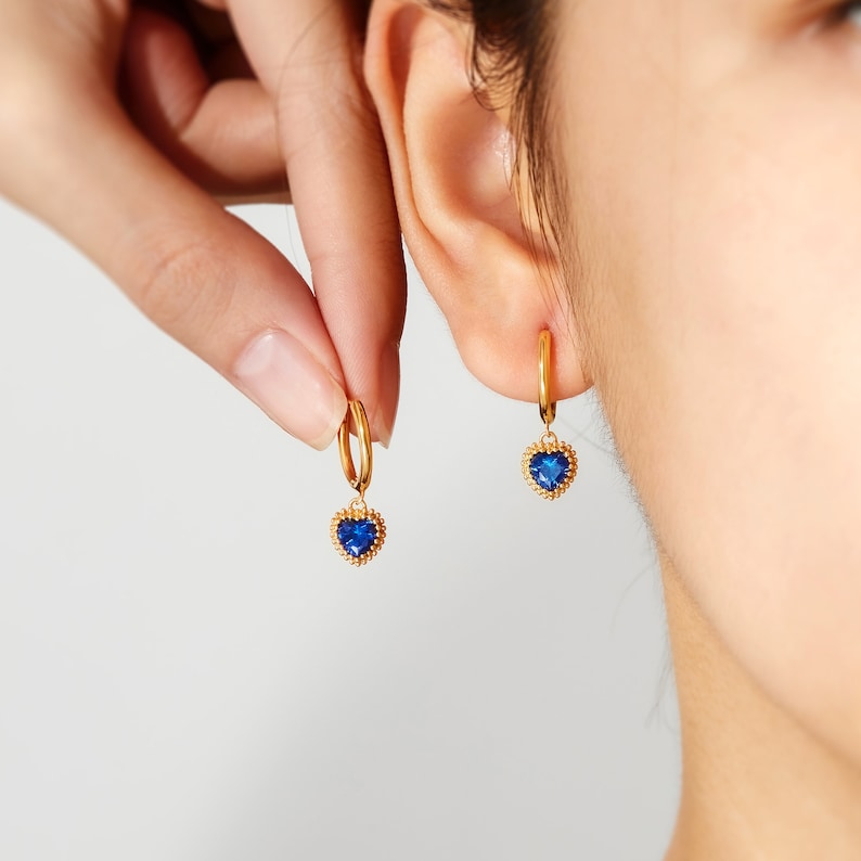Heart Birthstone Earrings