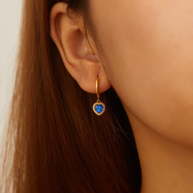 Heart Birthstone Earrings