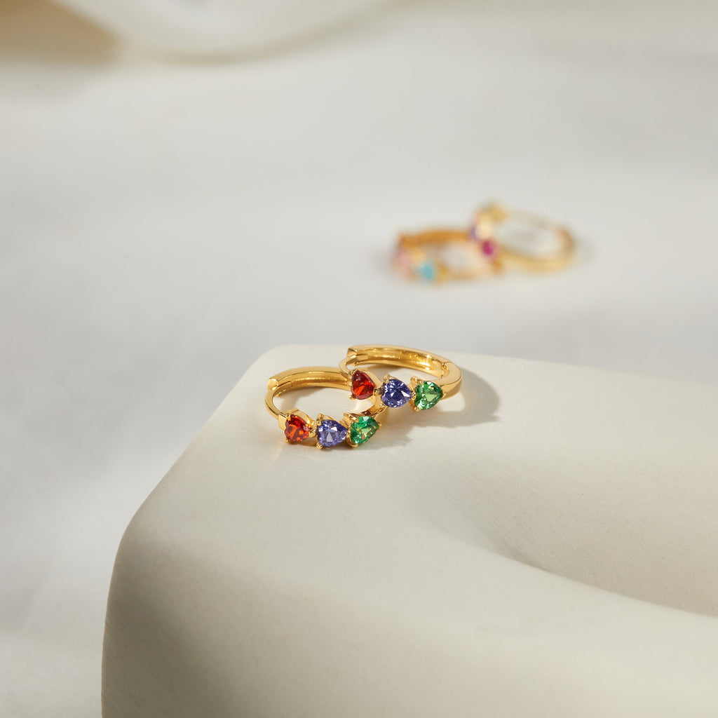 Birthstone Huggie Earrings For Mom